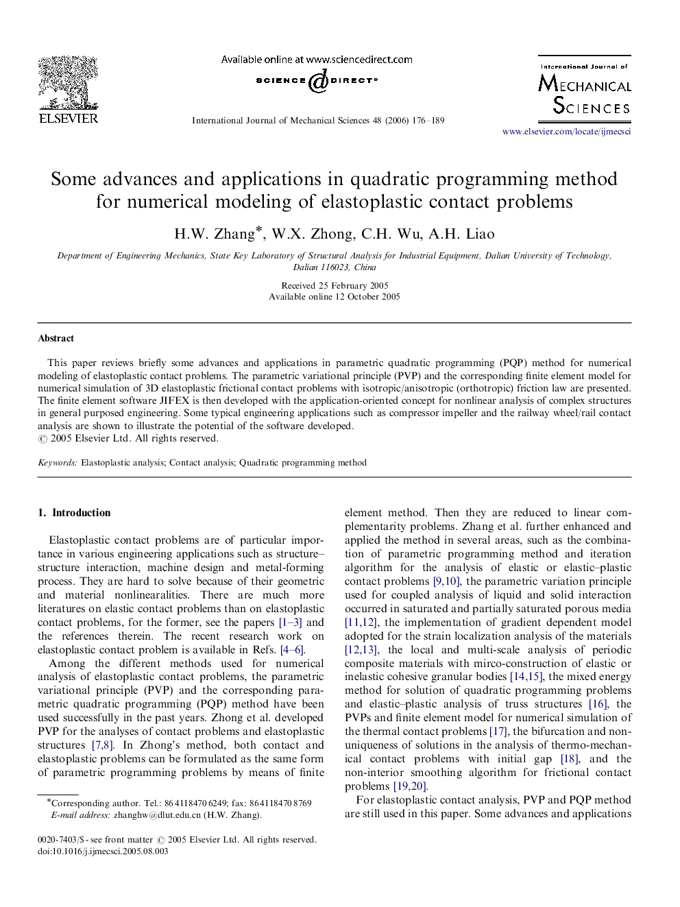 Some advances and applications in quadratic programming method for numerical modeling of elastoplastic contact problems