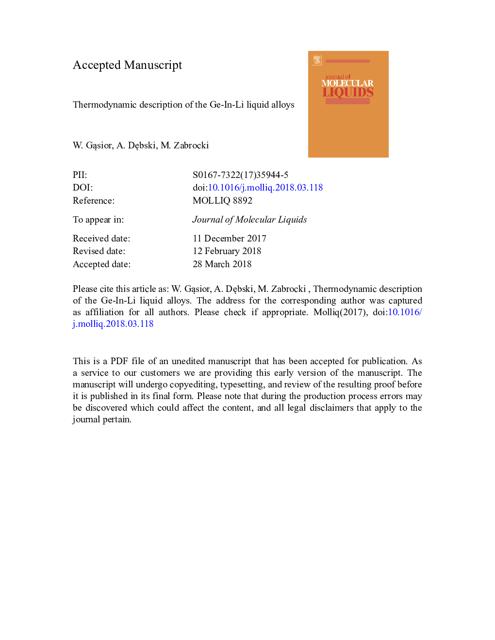 Thermodynamic description of the Ge-In-Li liquid alloys