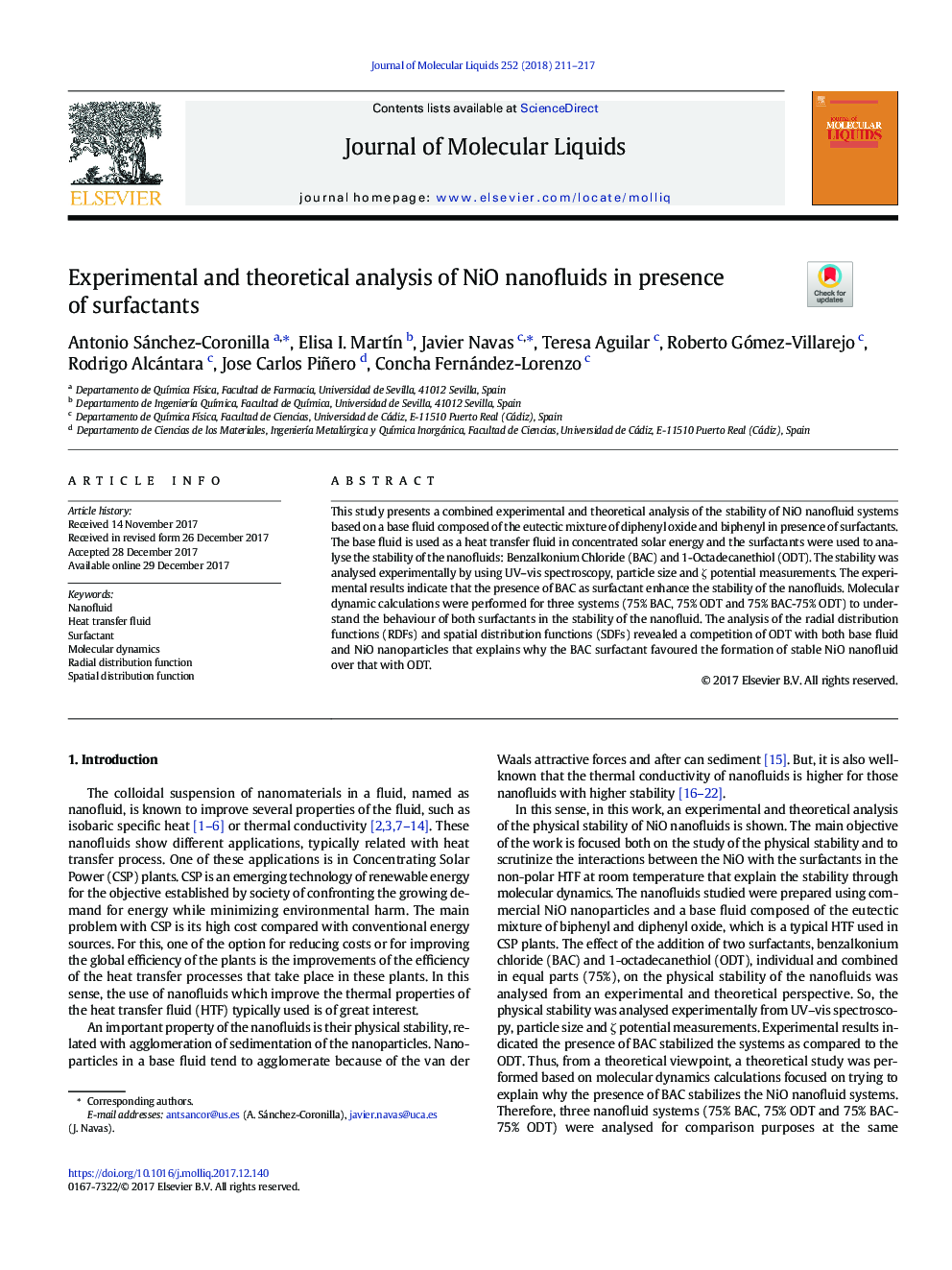 Experimental and theoretical analysis of NiO nanofluids in presence of surfactants