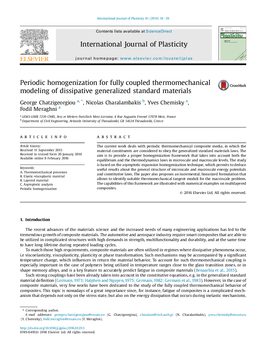 Periodic homogenization for fully coupled thermomechanical modeling of dissipative generalized standard materials