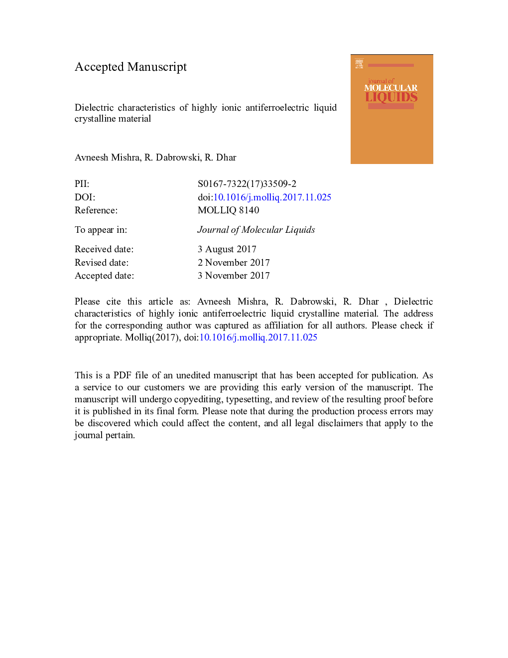 Dielectric characteristics of highly ionic antiferroelectric liquid crystalline material