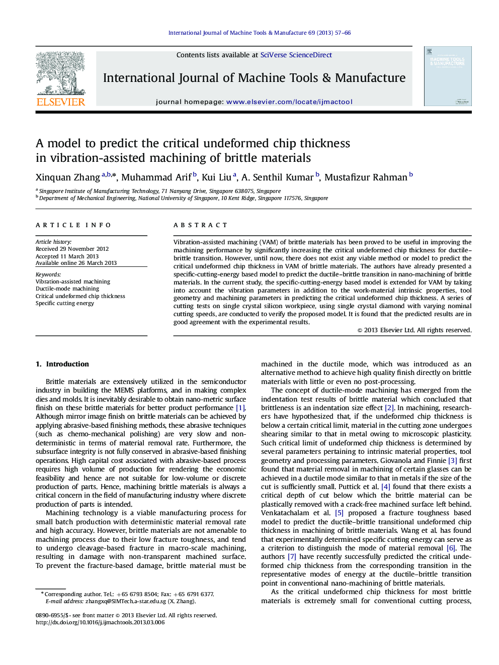 A model to predict the critical undeformed chip thickness in vibration-assisted machining of brittle materials