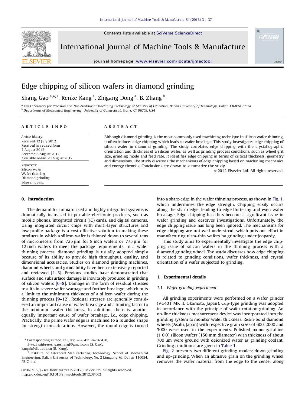 Edge chipping of silicon wafers in diamond grinding