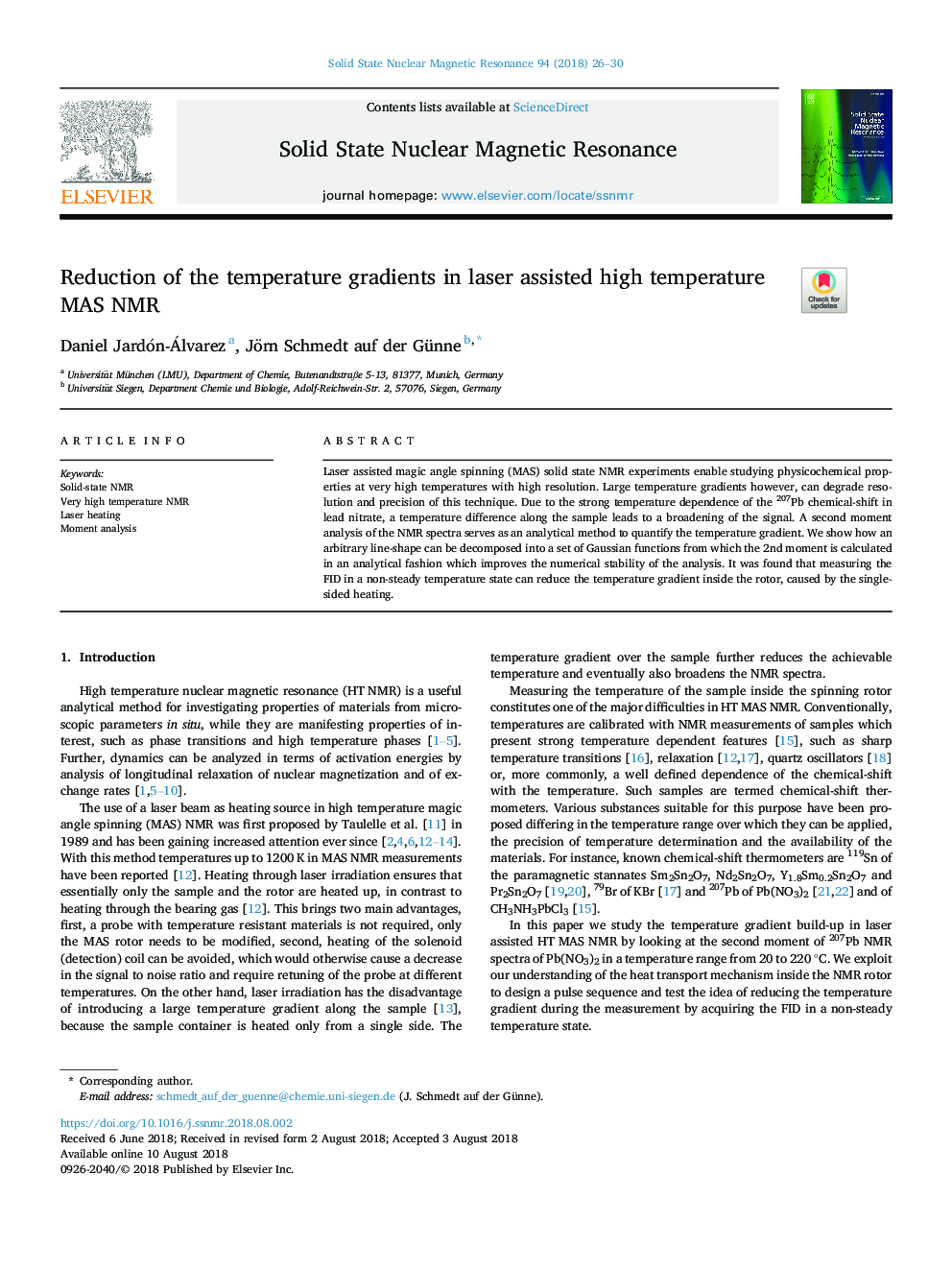 Reduction of the temperature gradients in laser assisted high temperature MAS NMR