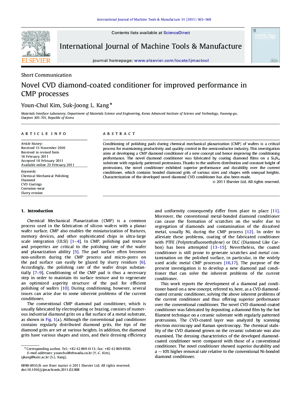 Novel CVD diamond-coated conditioner for improved performance in CMP processes