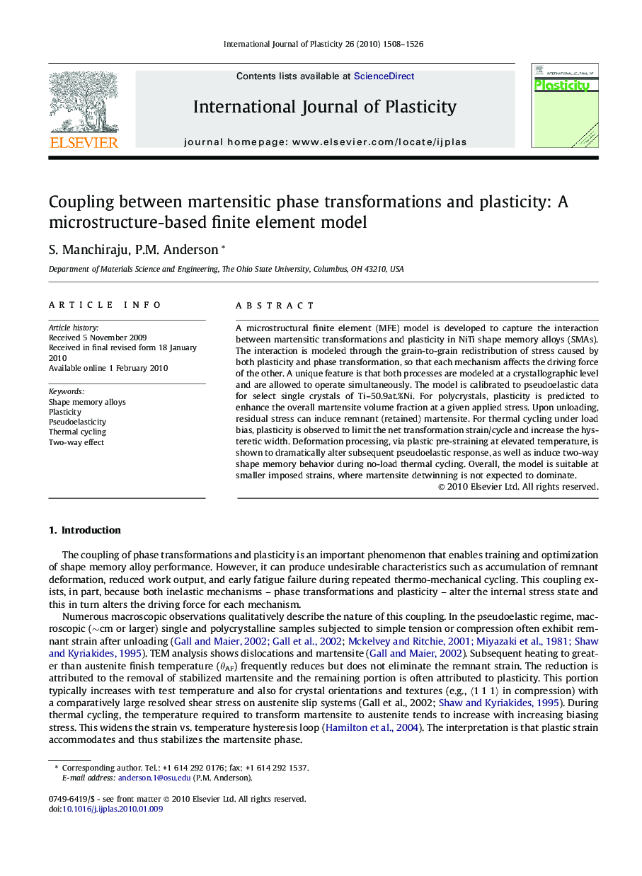 Coupling between martensitic phase transformations and plasticity: A microstructure-based finite element model