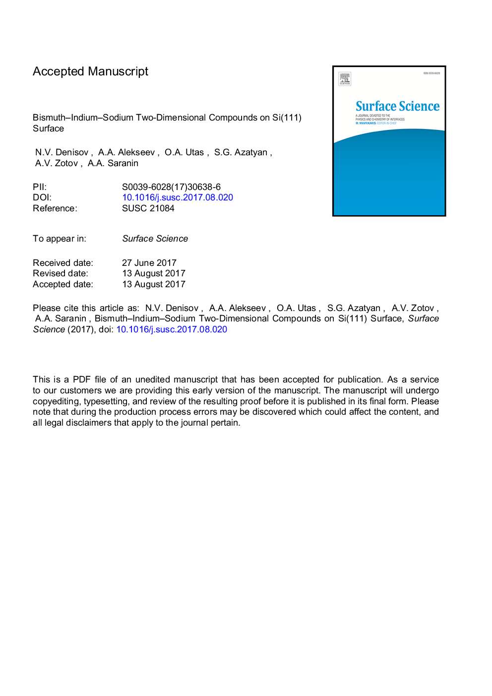 Bismuth-Indium-Sodium two-dimensional compounds on Si(111) surface