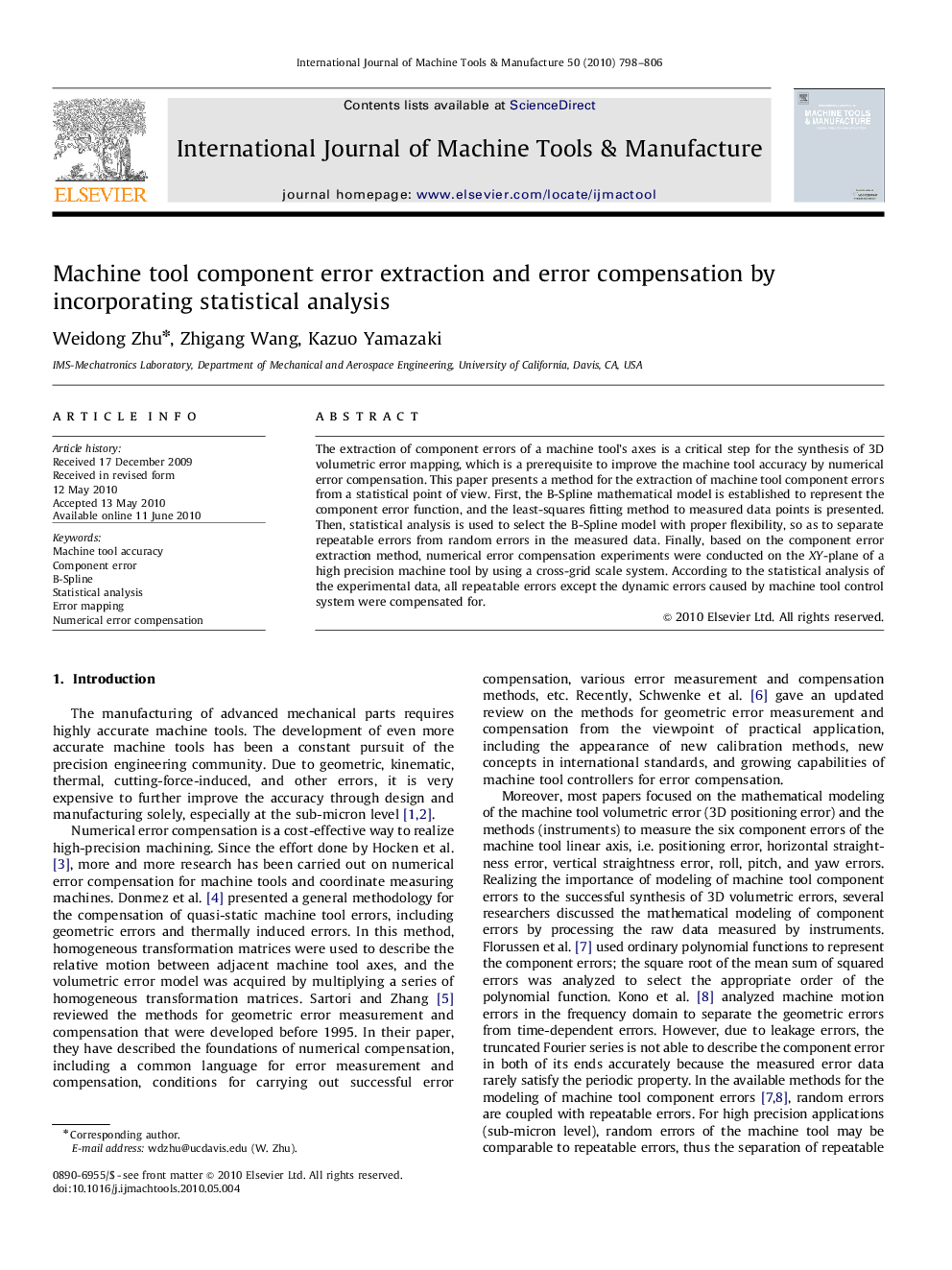 عکس صفحه اول مقاله: Machine tool component error extraction and error compensation by incorporating statistical analysis Machine tool component error extraction and error compensation by incorporating statistical analysis