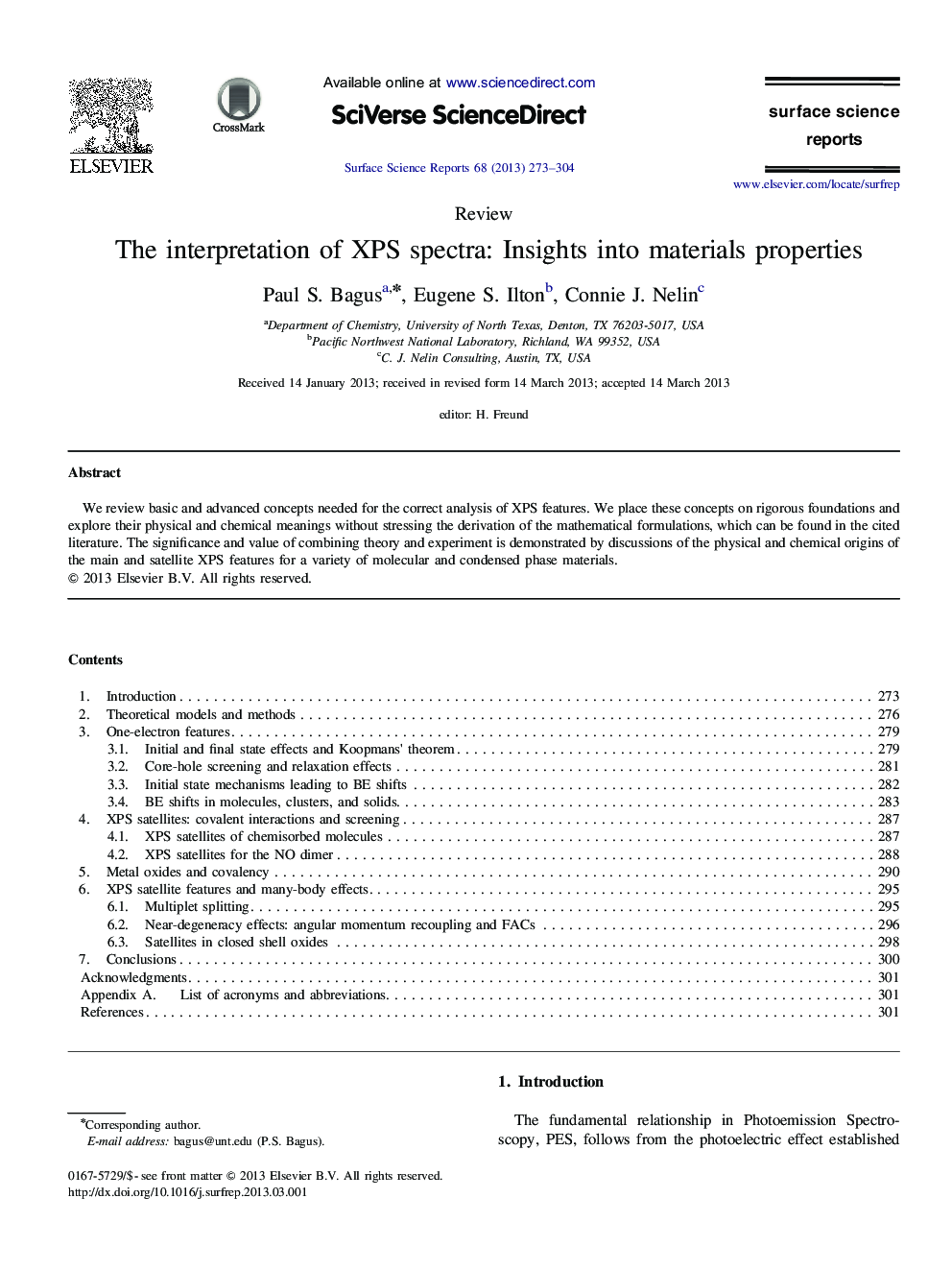 عکس صفحه اول مقاله: The interpretation of XPS spectra: Insights into materials properties The interpretation of XPS spectra: Insights into materials properties