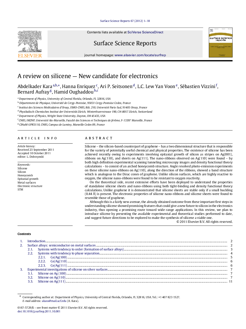 A review on silicene - New candidate for electronics