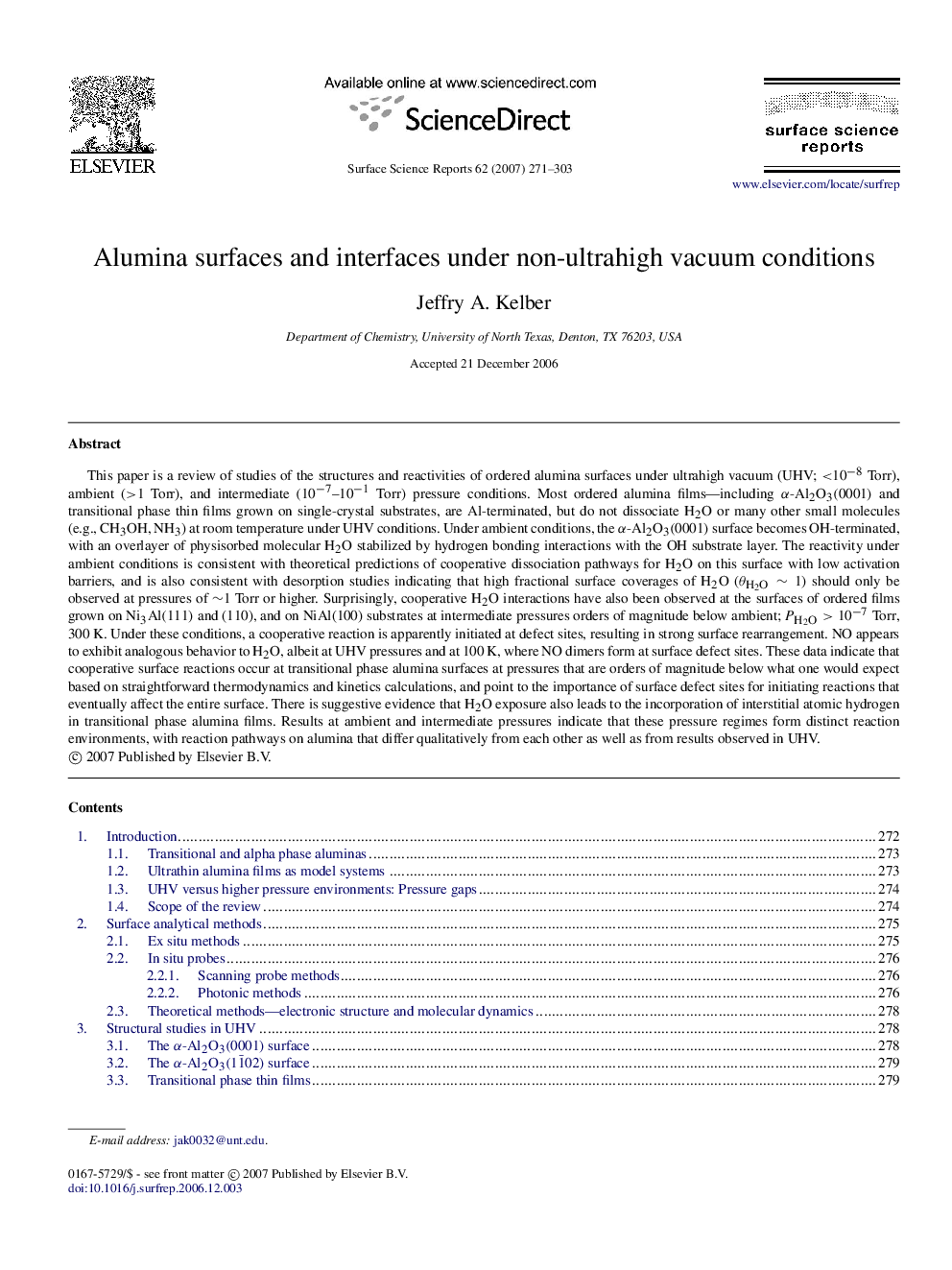 عکس صفحه اول مقاله: Alumina surfaces and interfaces under non-ultrahigh vacuum conditions Alumina surfaces and interfaces under non-ultrahigh vacuum conditions