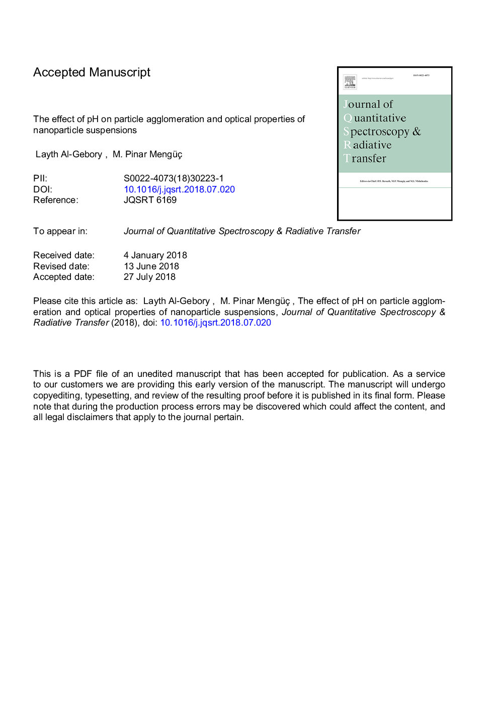 The effect of pH on particle agglomeration and optical properties of nanoparticle suspensions