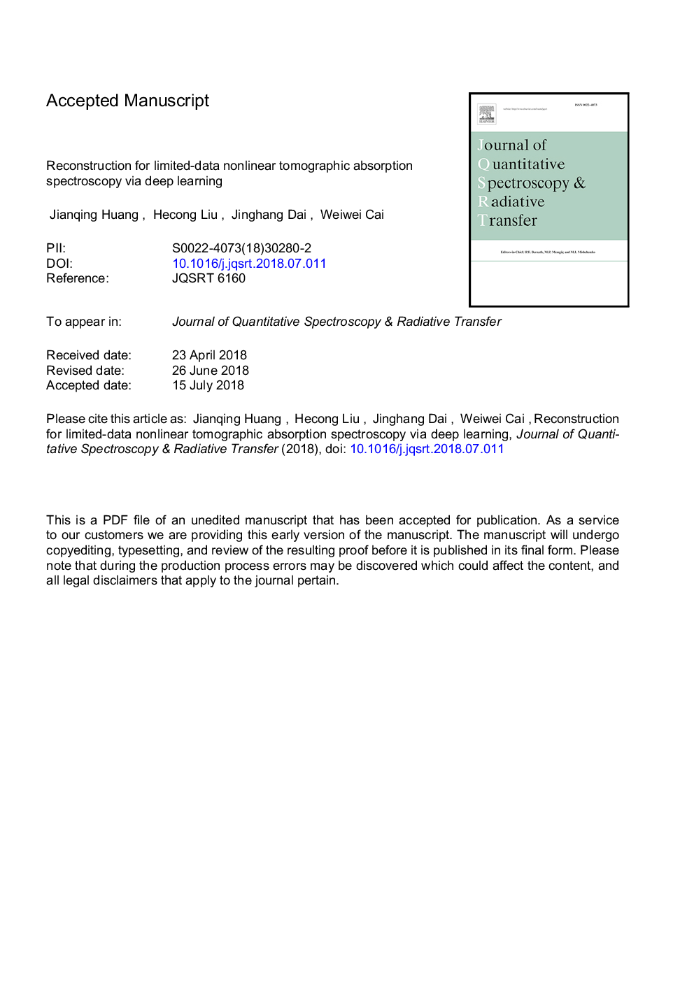 Reconstruction for limited-data nonlinear tomographic absorption spectroscopy via deep learning