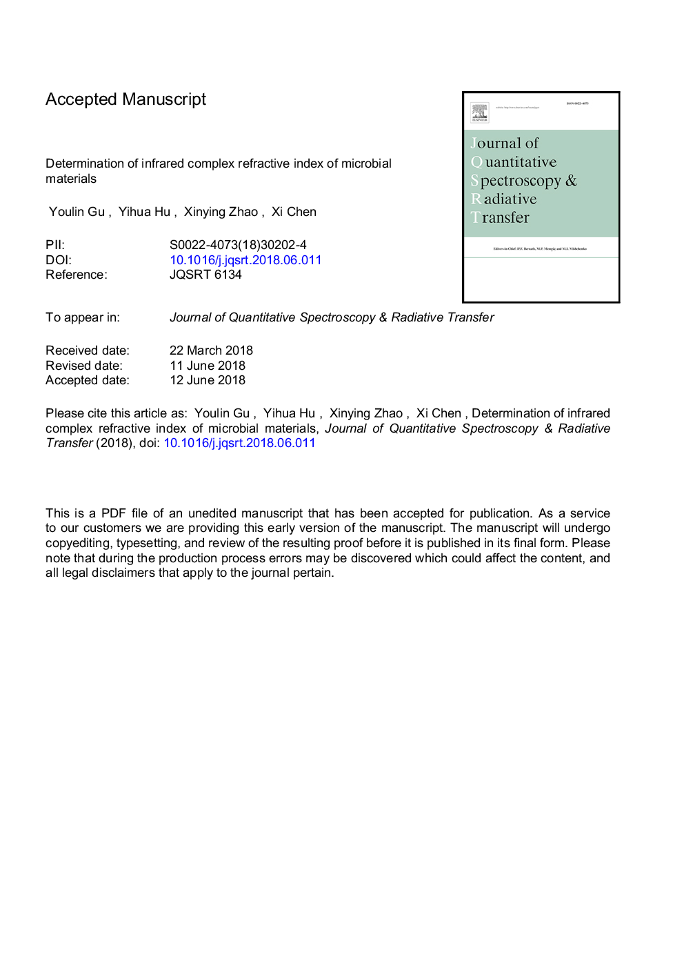 Determination of infrared complex refractive index of microbial materials