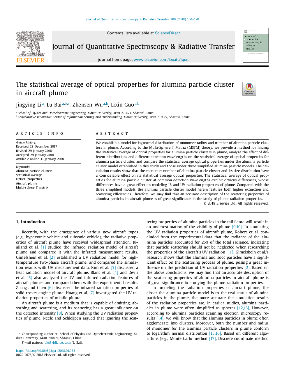 The statistical average of optical properties for alumina particle cluster in aircraft plume