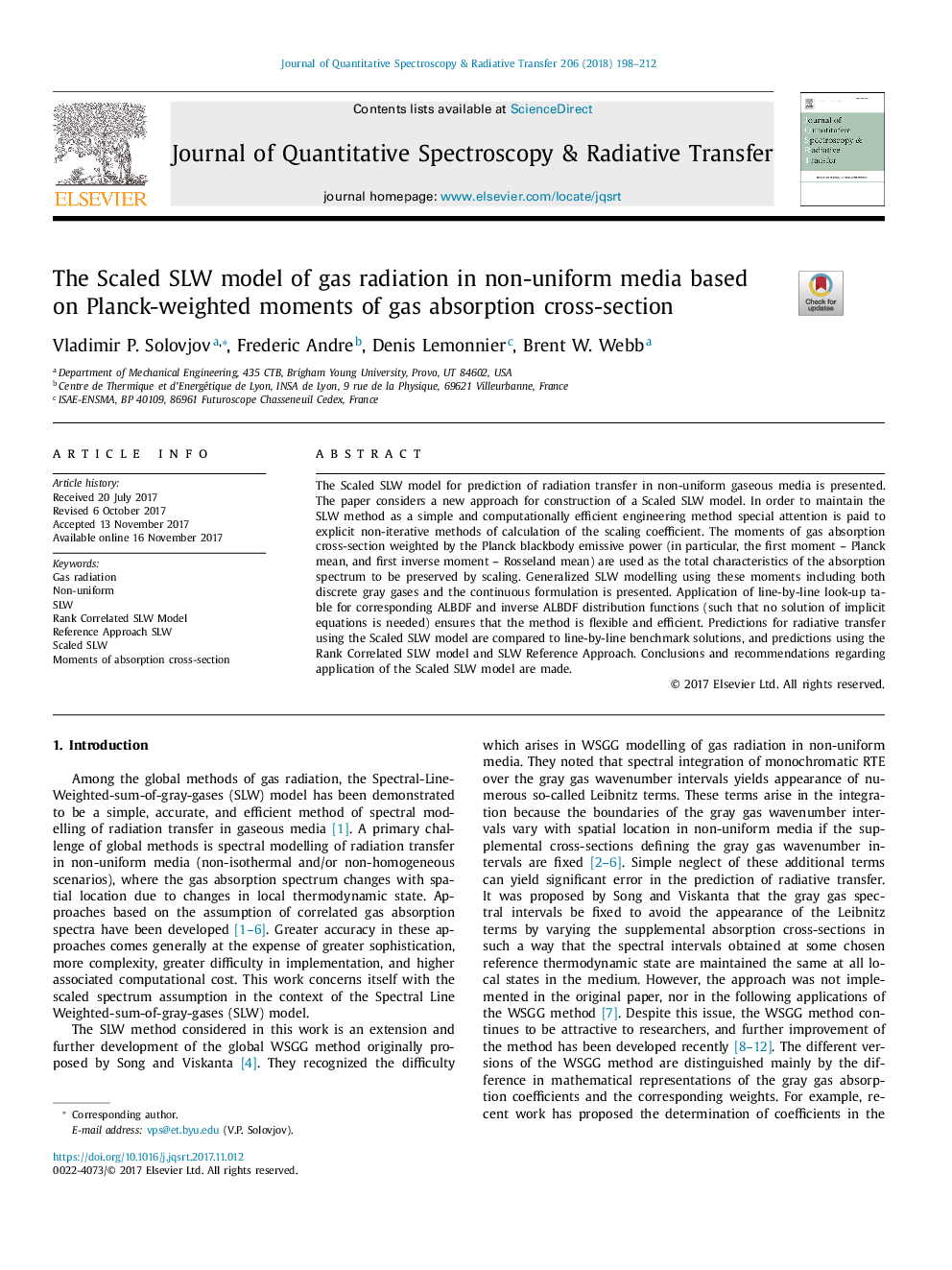 The Scaled SLW model of gas radiation in non-uniform media based on Planck-weighted moments of gas absorption cross-section