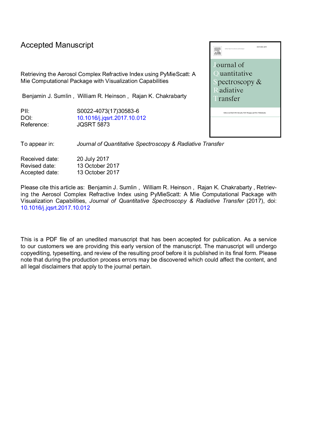 عکس صفحه اول مقاله: Retrieving the aerosol complex refractive index using PyMieScatt: A Mie computational package with visualization capabilities Retrieving the aerosol complex refractive index using PyMieScatt: A Mie computational package with visualization capabilities