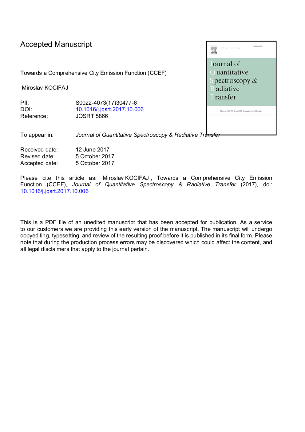 Towards a comprehensive city emission function (CCEF)