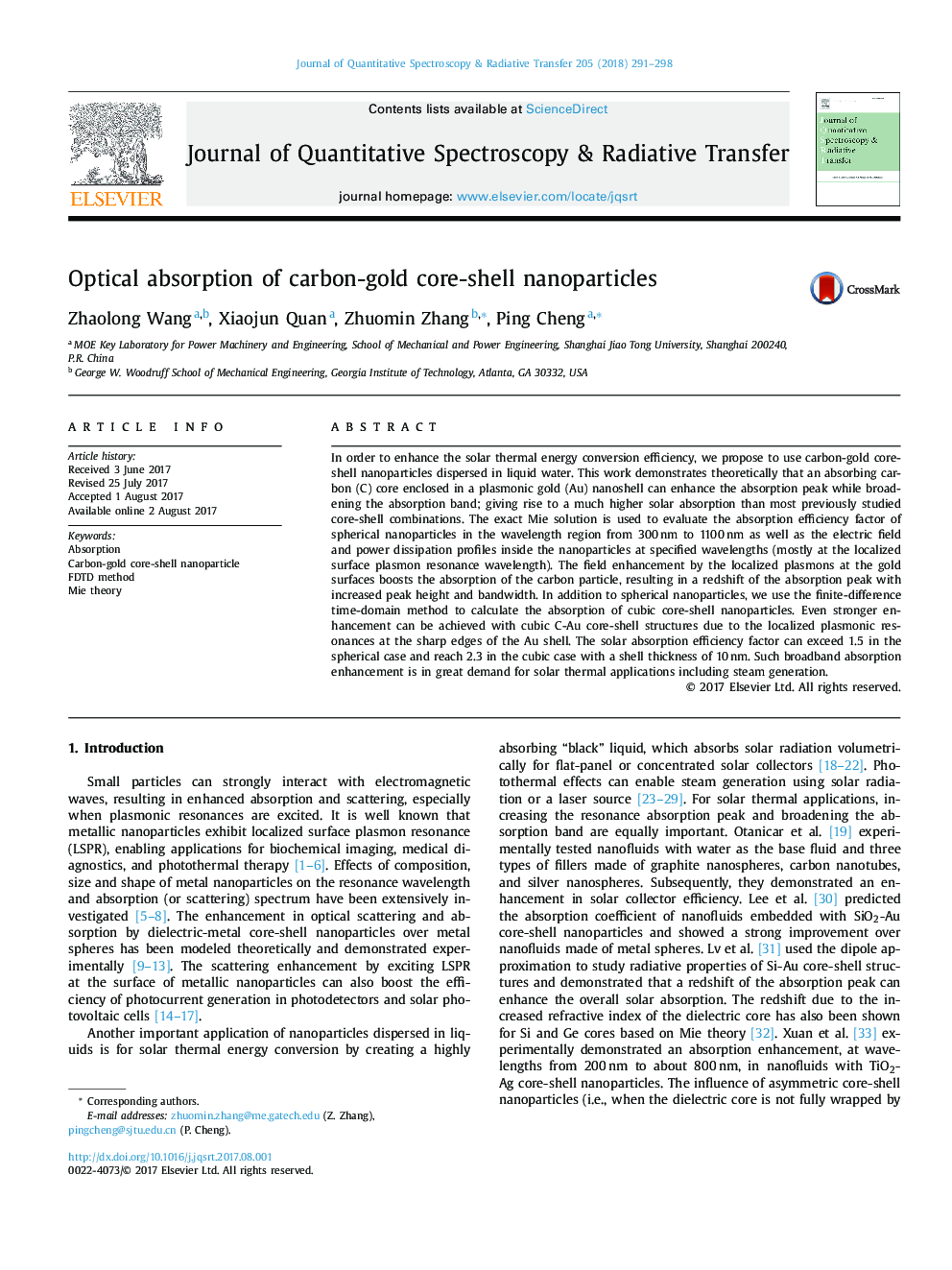 Optical absorption of carbon-gold core-shell nanoparticles