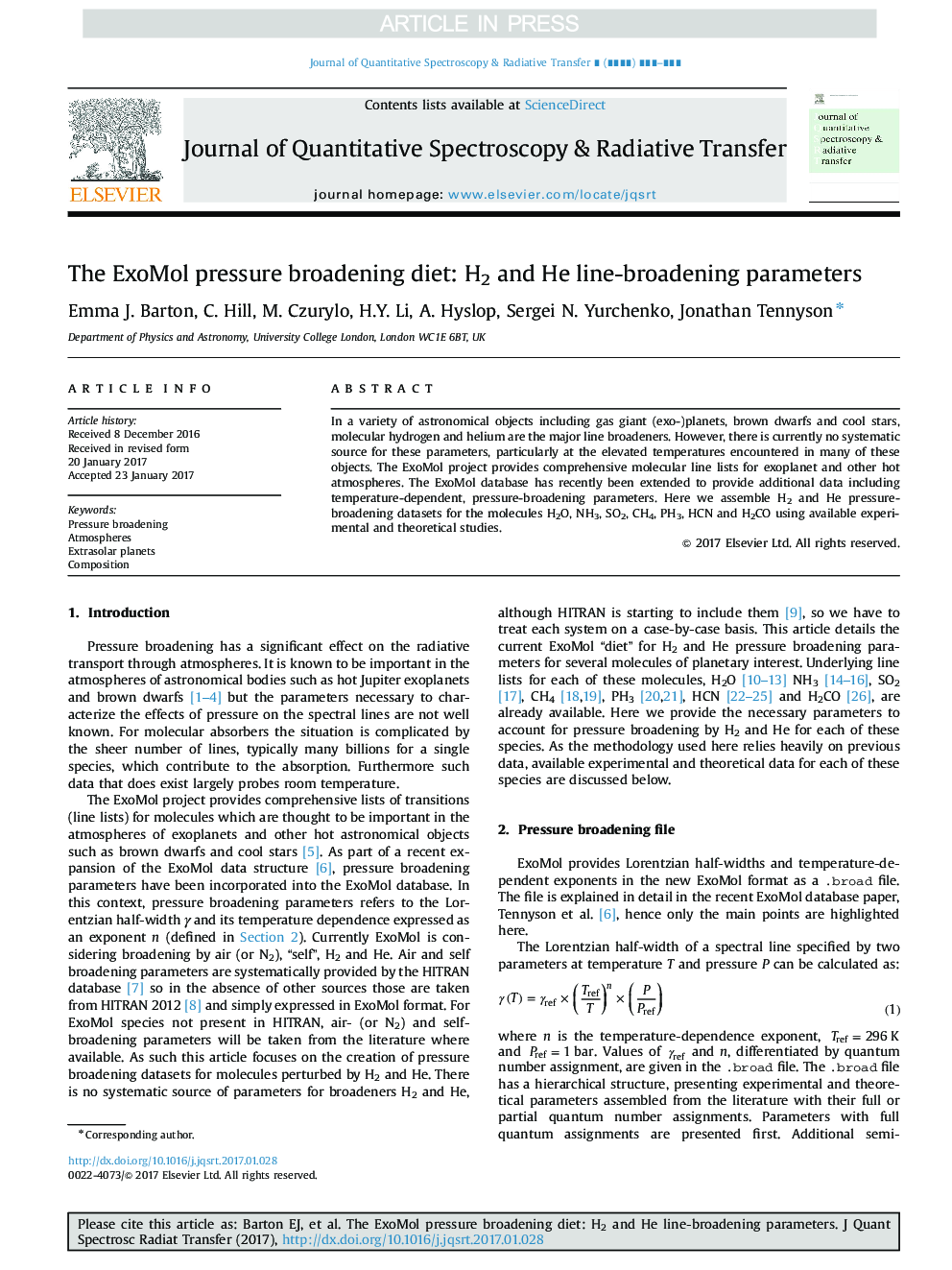 The ExoMol pressure broadening diet: H2 and He line-broadening parameters