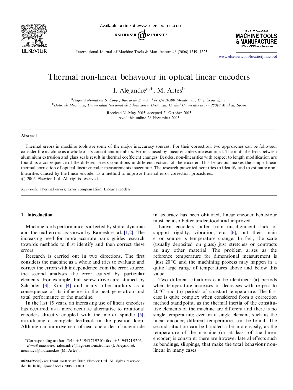 Thermal non-linear behaviour in optical linear encoders