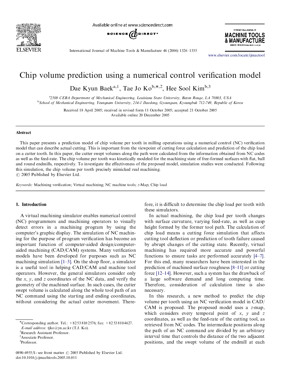 Chip volume prediction using a numerical control verification model