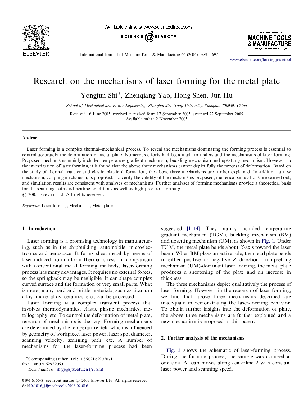 Research on the mechanisms of laser forming for the metal plate