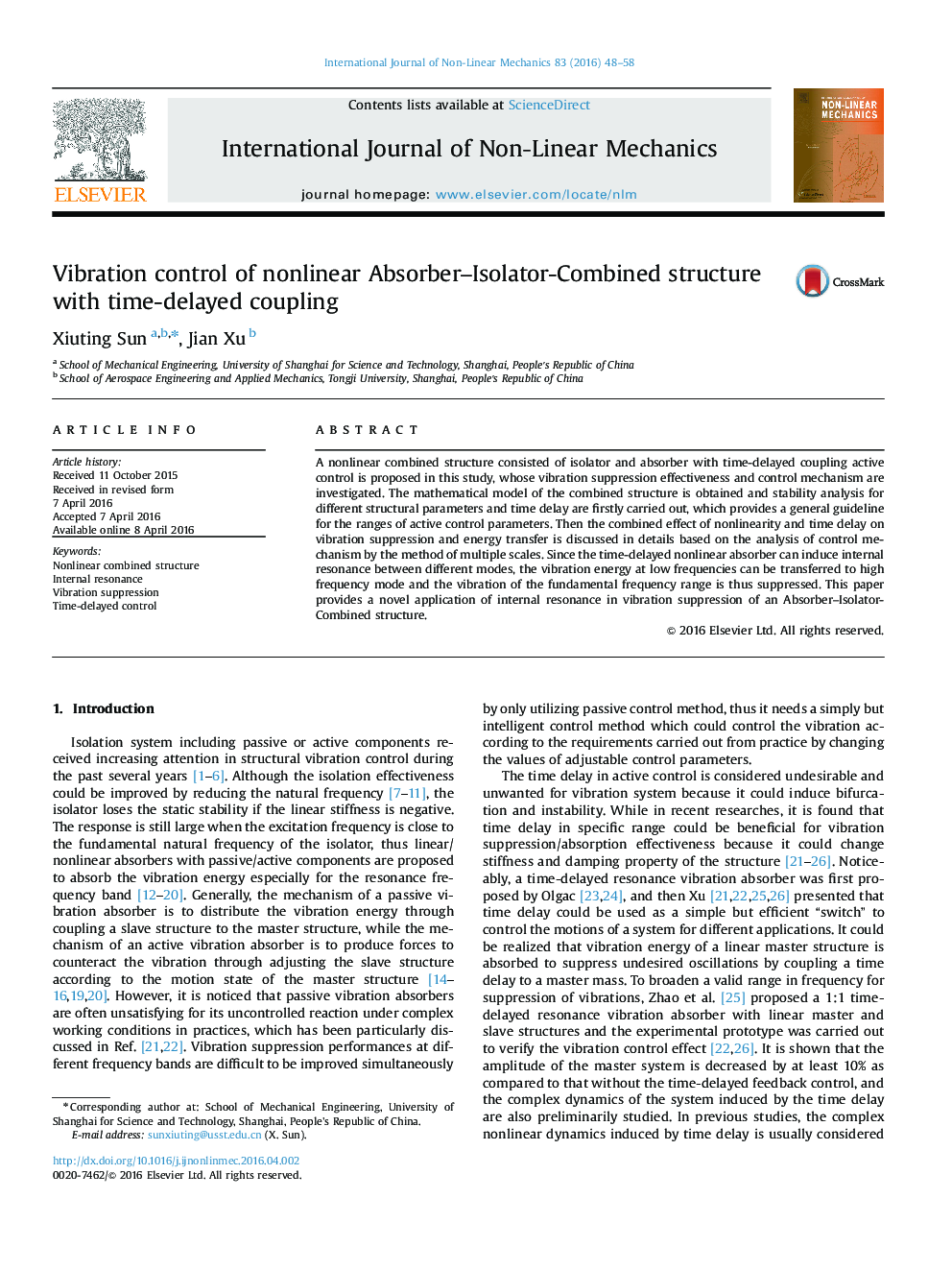 Vibration control of nonlinear Absorber–Isolator-Combined structure with time-delayed coupling