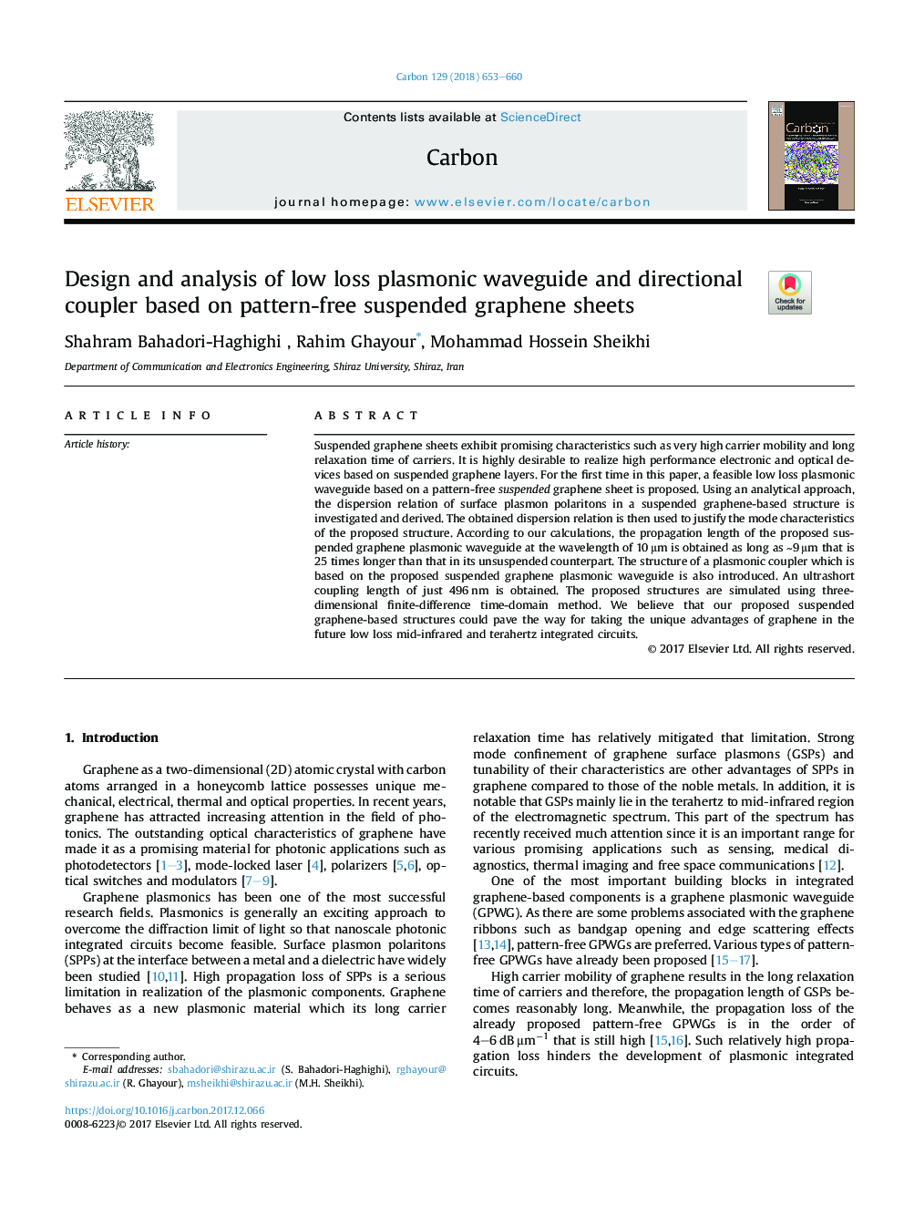 Design and analysis of low loss plasmonic waveguide and directional coupler based on pattern-free suspended graphene sheets