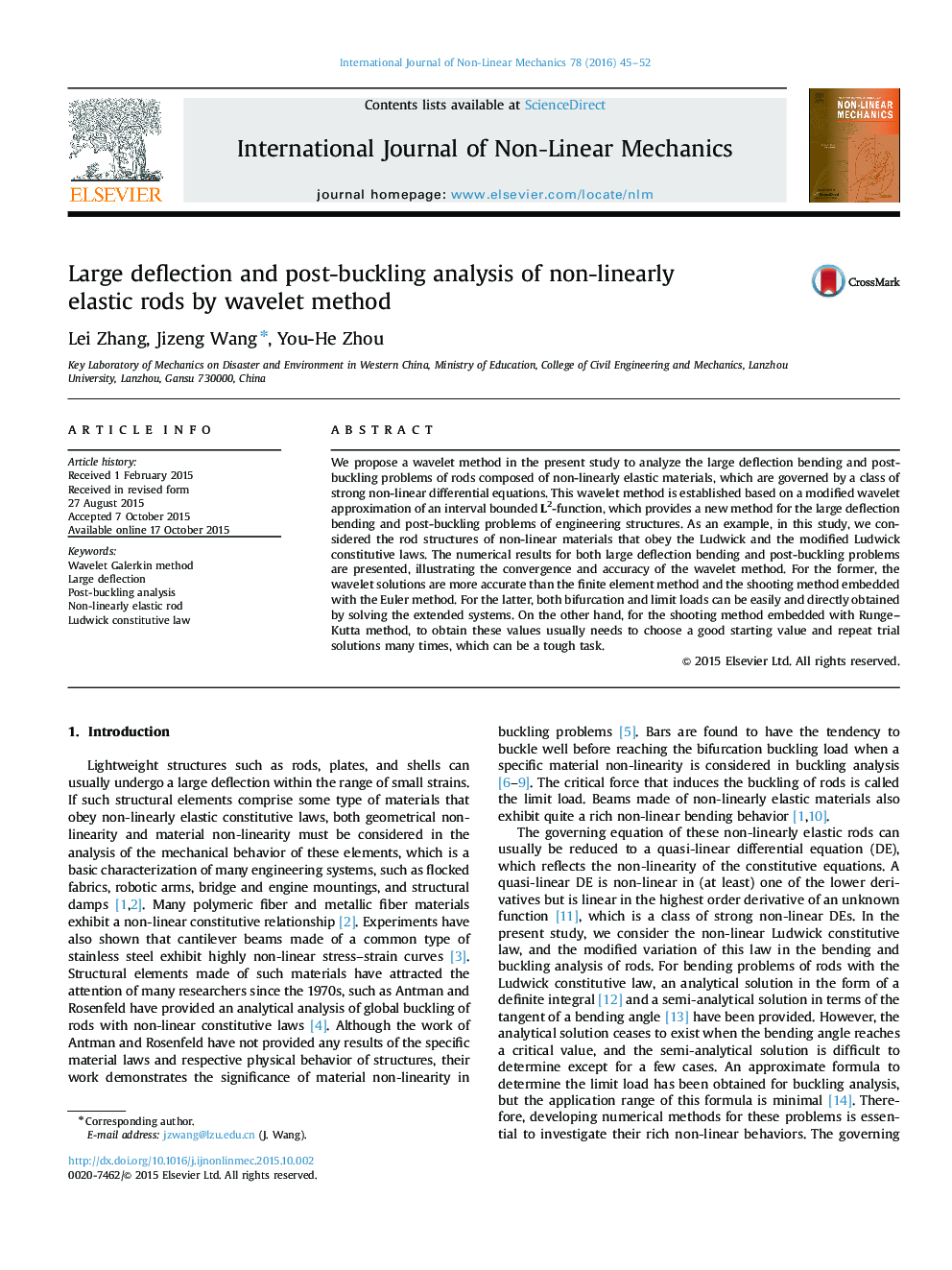 Large deflection and post-buckling analysis of non-linearly elastic rods by wavelet method