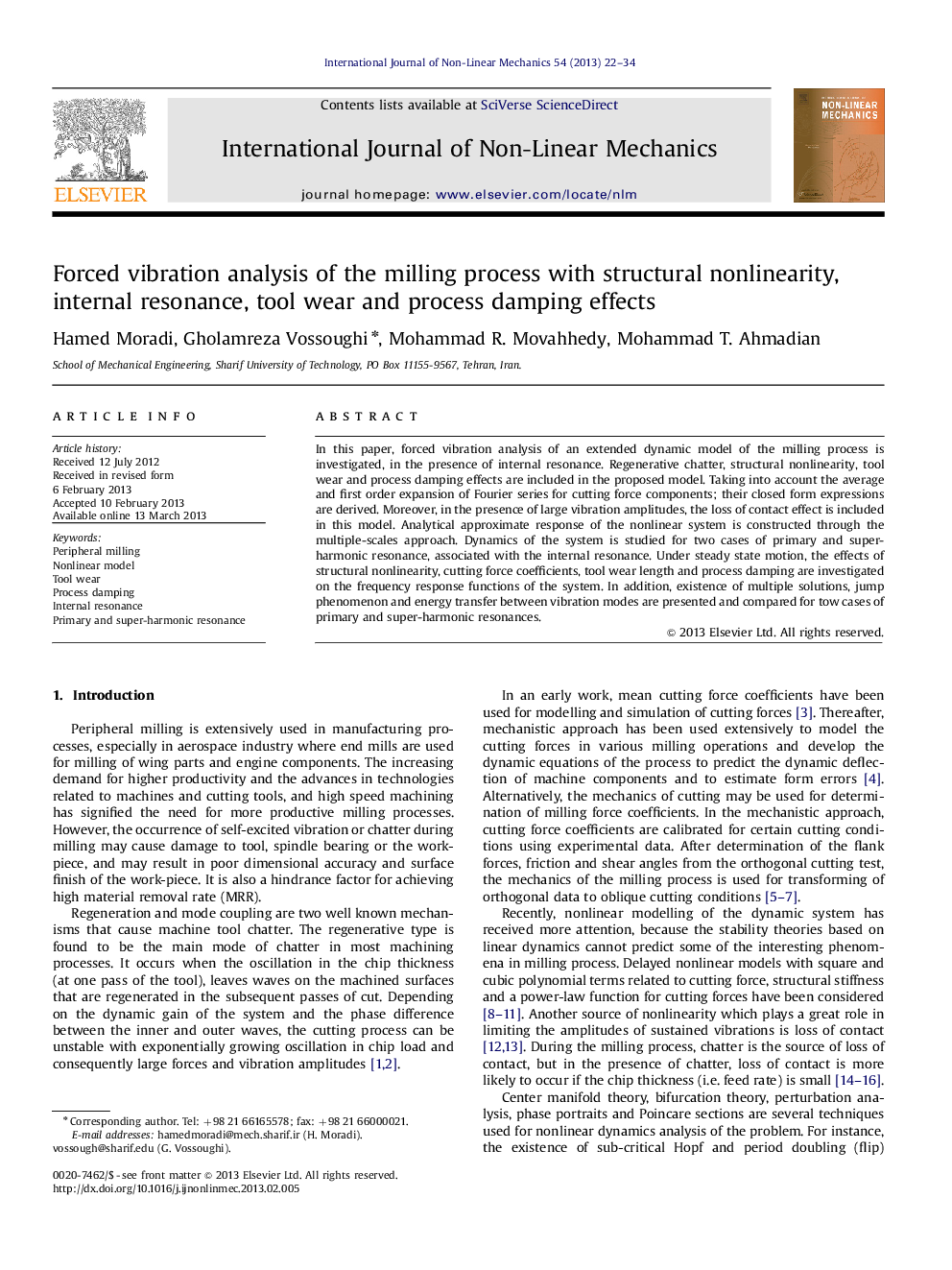 Forced vibration analysis of the milling process with structural nonlinearity, internal resonance, tool wear and process damping effects