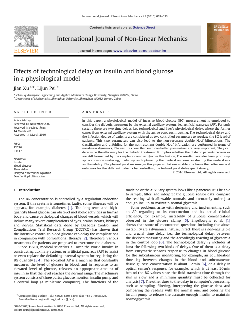 Effects of technological delay on insulin and blood glucose in a physiological model