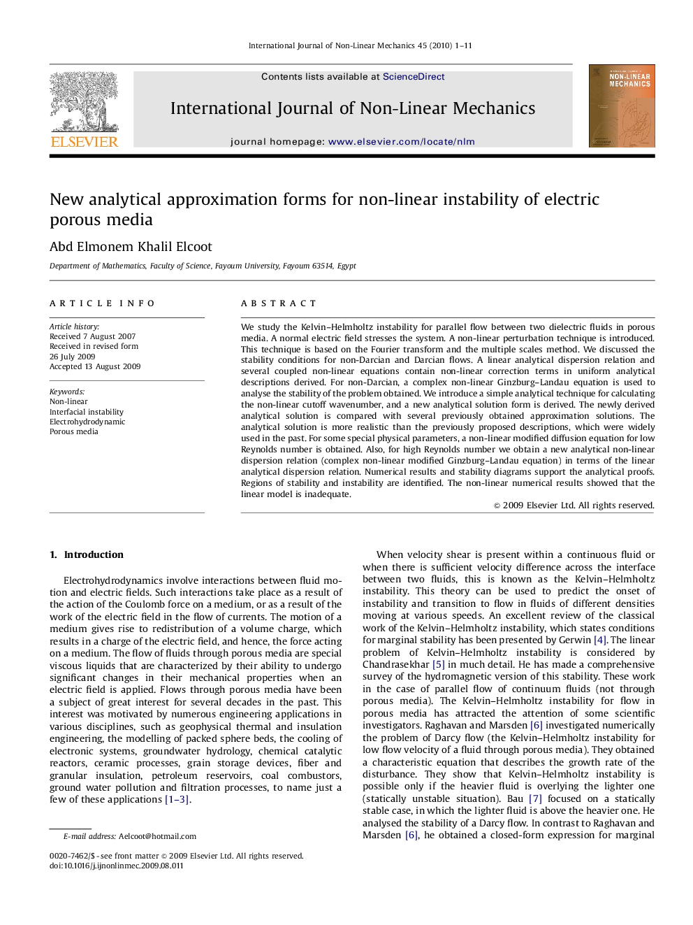 New analytical approximation forms for non-linear instability of electric porous media