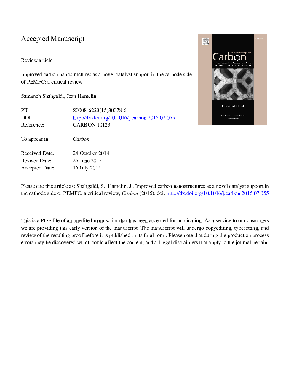 Improved carbon nanostructures as a novel catalyst support in the cathode side of PEMFC: a critical review
