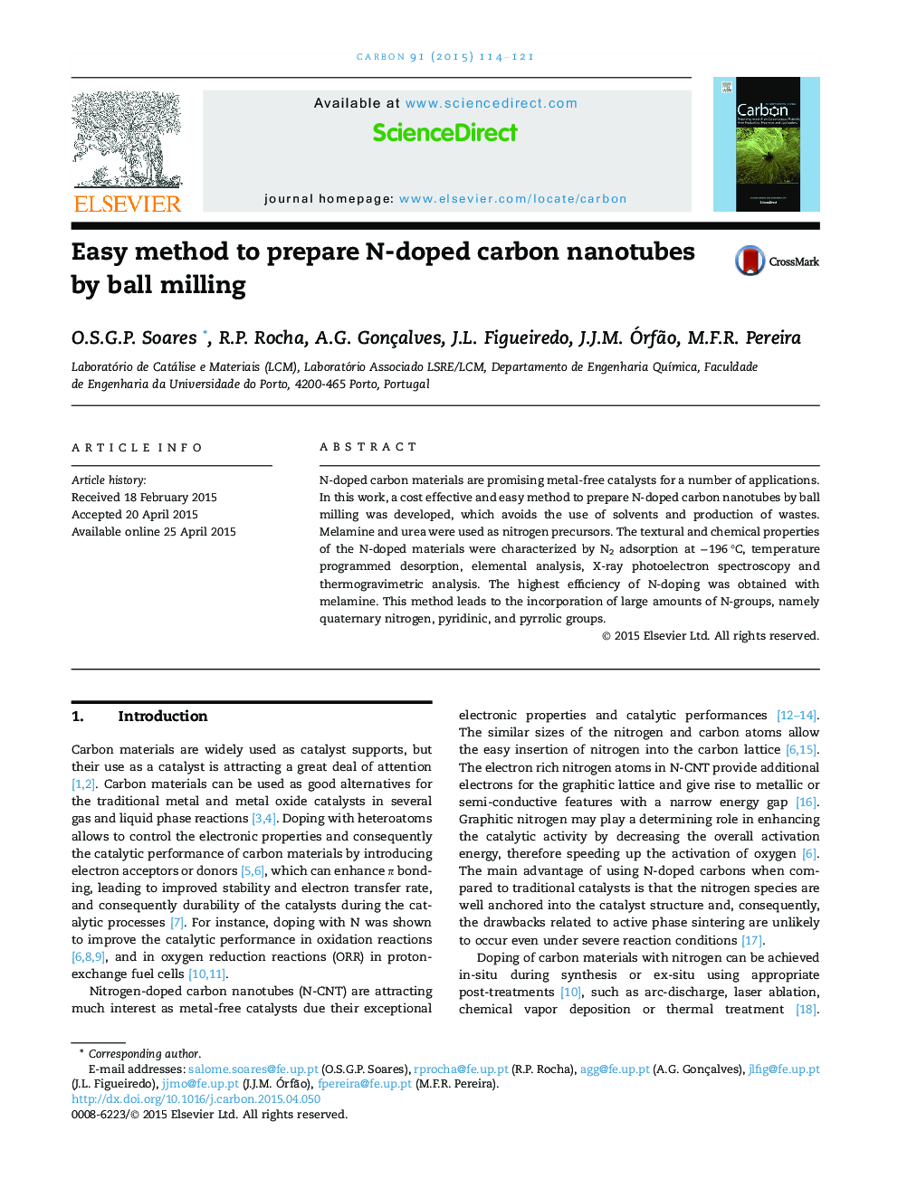 Easy method to prepare N-doped carbon nanotubes by ball milling