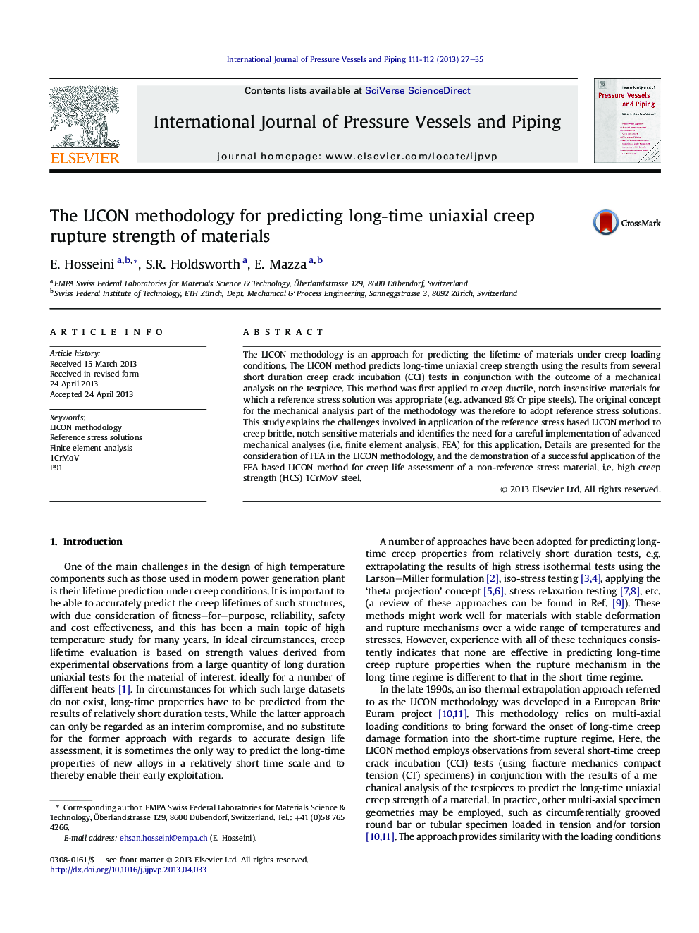 The LICON methodology for predicting long-time uniaxial creep rupture strength of materials