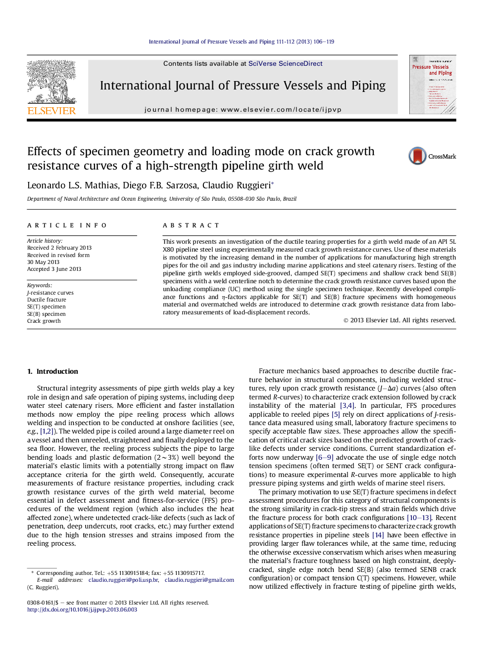 Effects of specimen geometry and loading mode on crack growth resistance curves of a high-strength pipeline girth weld