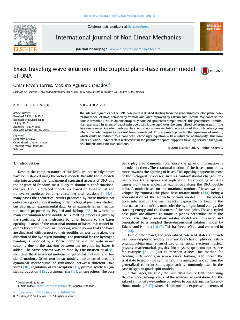 Exact traveling wave solutions in the coupled plane-base rotator model of DNA