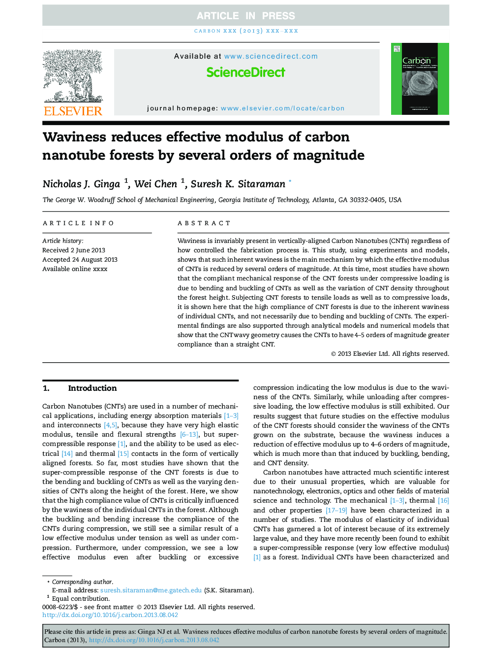 Waviness reduces effective modulus of carbon nanotube forests by several orders of magnitude