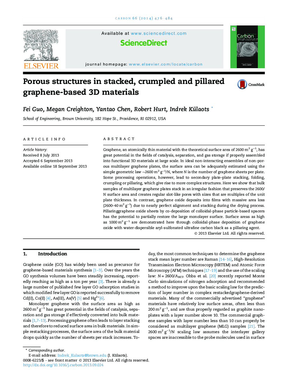 عکس صفحه اول مقاله: Porous structures in stacked, crumpled and pillared graphene-based 3D materials Porous structures in stacked, crumpled and pillared graphene-based 3D materials