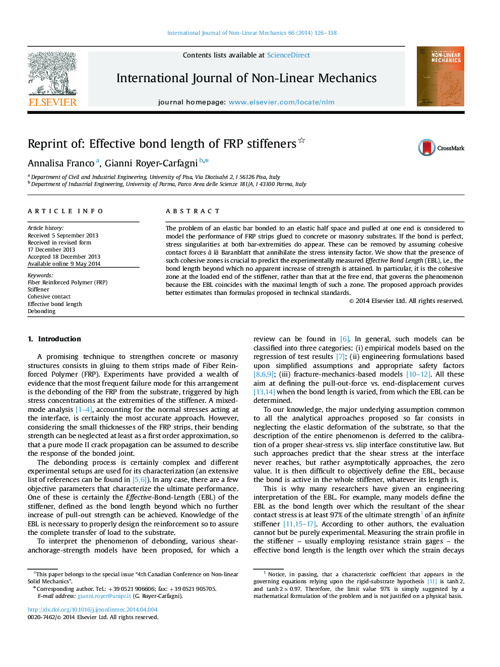 Reprint of: Effective bond length of FRP stiffeners 