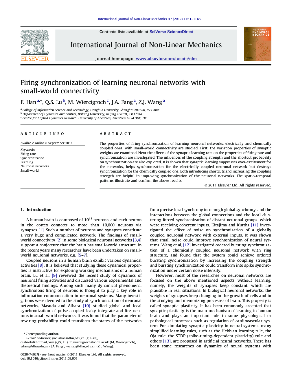 Firing synchronization of learning neuronal networks with small-world connectivity