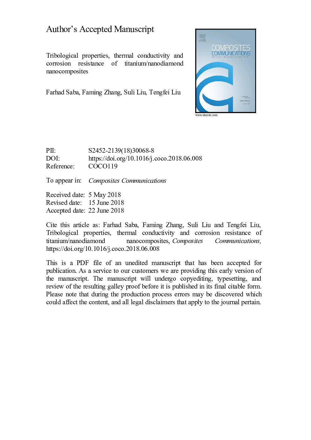 Tribological properties, thermal conductivity and corrosion resistance of titanium/nanodiamond nanocomposites