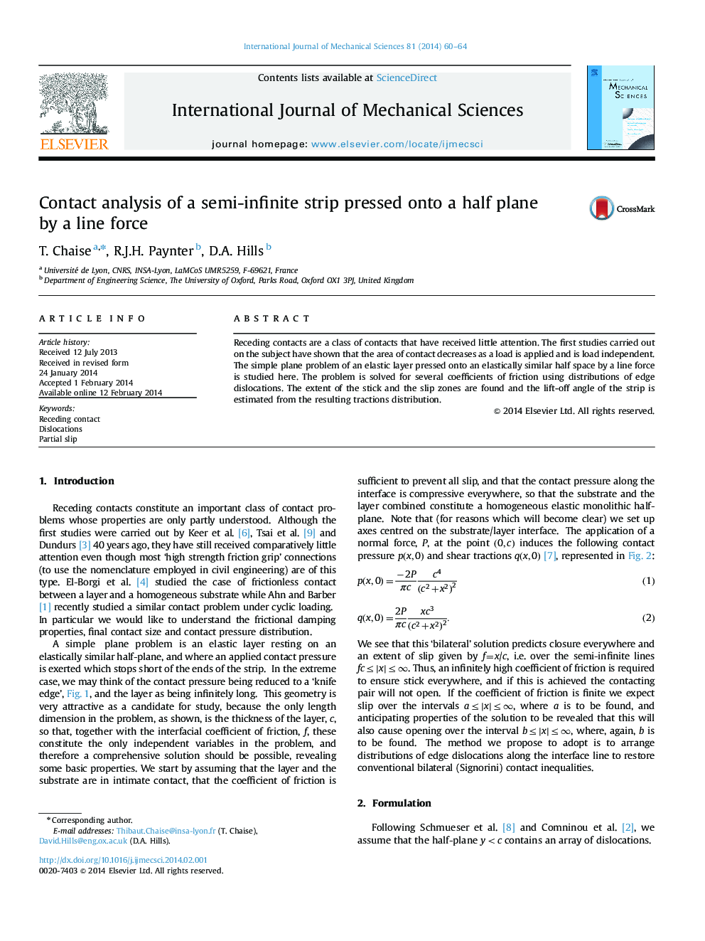 Contact analysis of a semi-infinite strip pressed onto a half plane by a line force