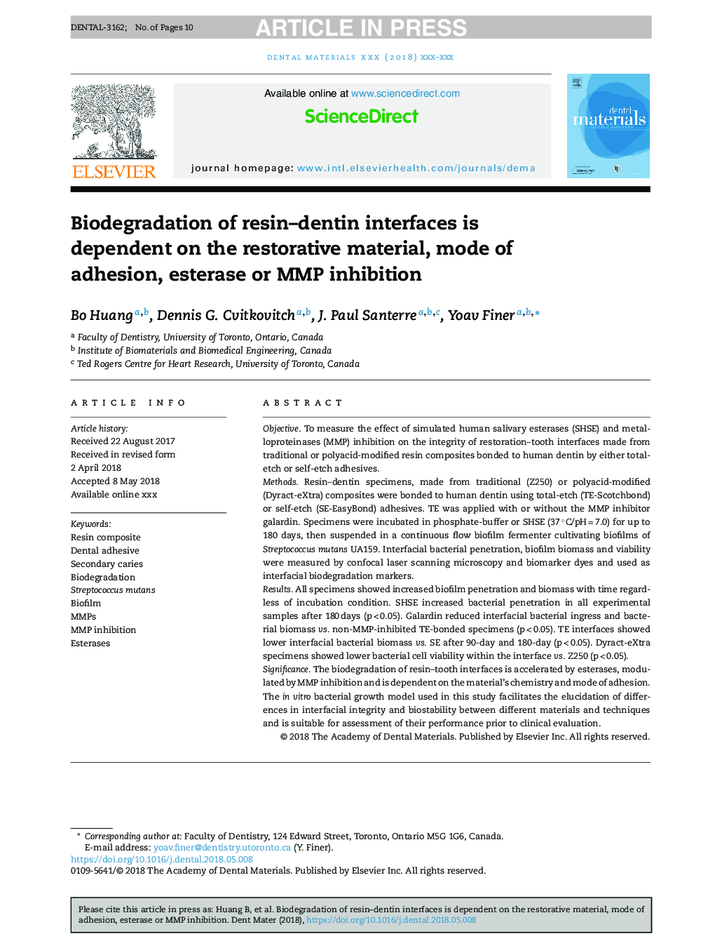 Biodegradation of resin-dentin interfaces is dependent on the restorative material, mode of adhesion, esterase or MMP inhibition