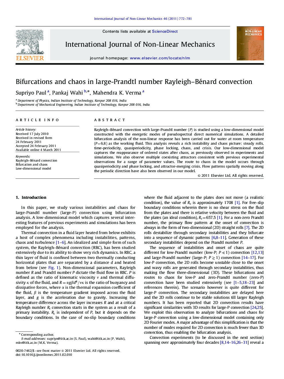 Bifurcations and chaos in large-Prandtl number Rayleigh–Bénard convection