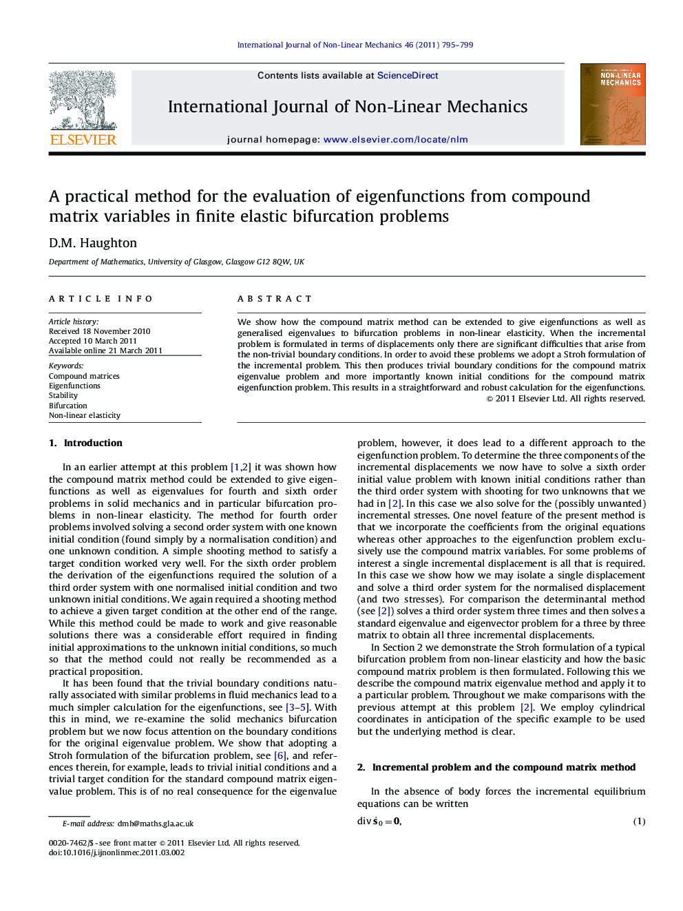 A practical method for the evaluation of eigenfunctions from compound matrix variables in finite elastic bifurcation problems