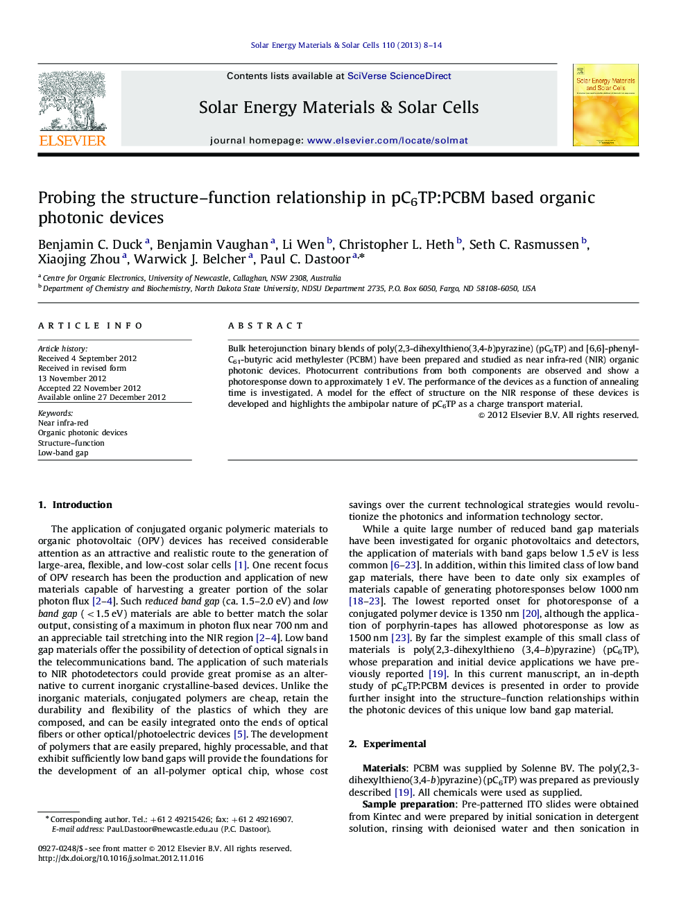 Probing the structure–function relationship in pC6TP:PCBM based organic photonic devices