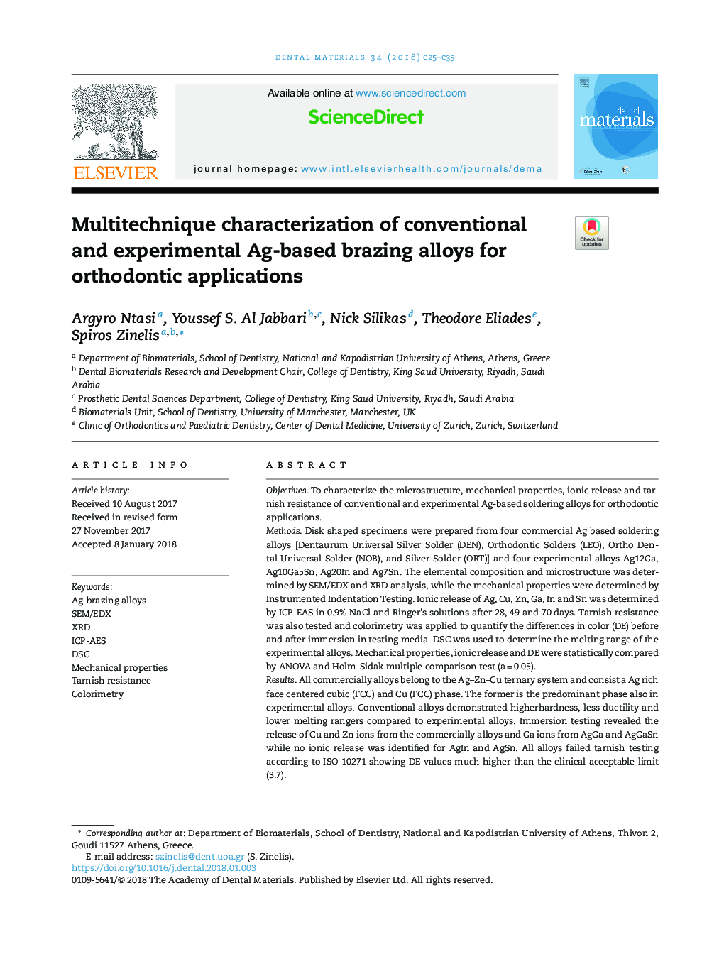 Multitechnique characterization of conventional and experimental Ag-based brazing alloys for orthodontic applications