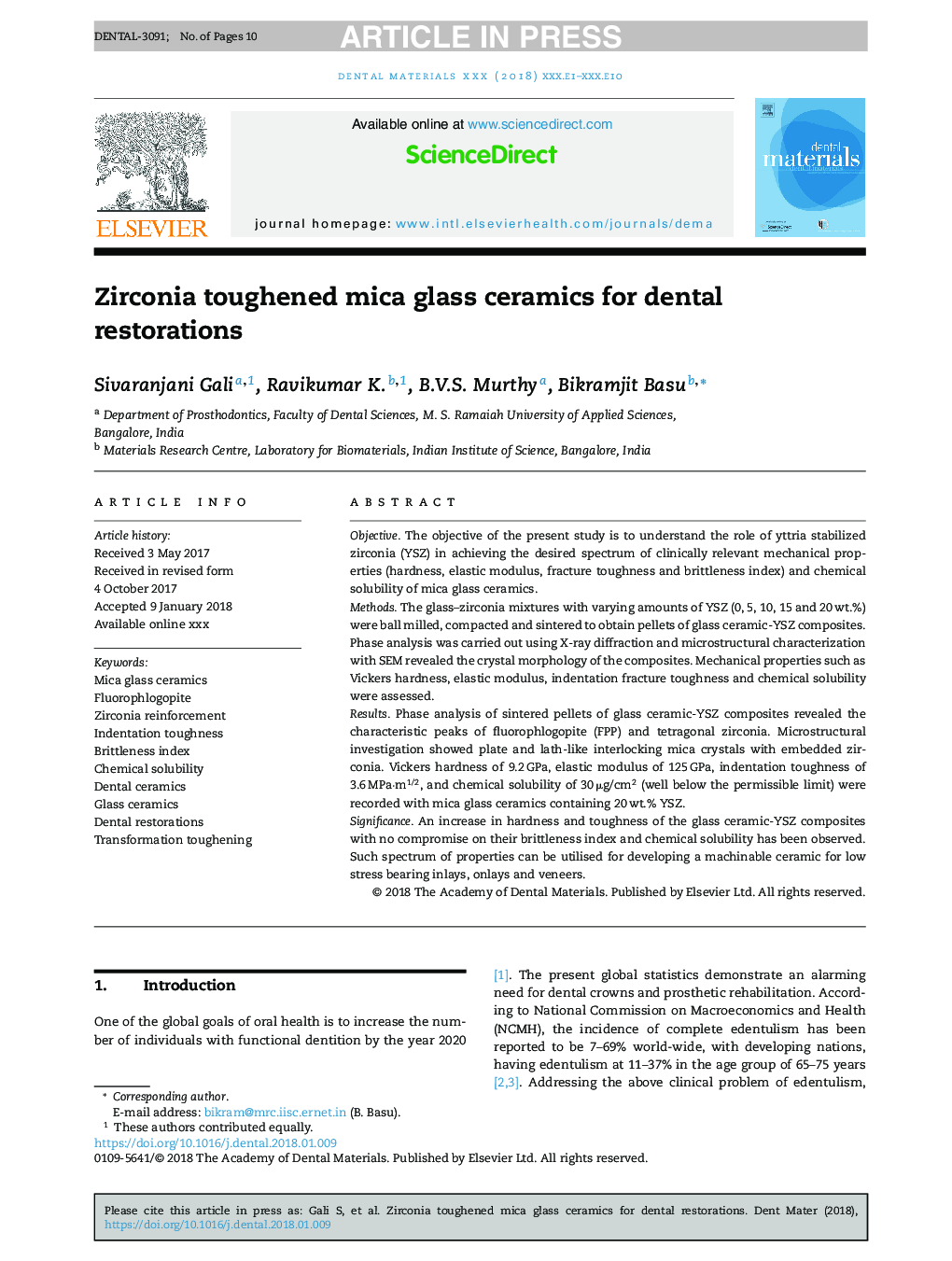 Zirconia toughened mica glass ceramics for dental restorations